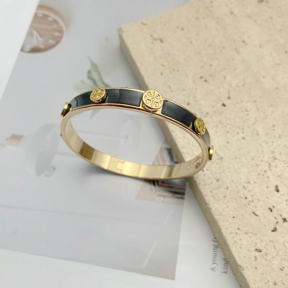 Tory Burch Gold and Black Enamel Bracelet